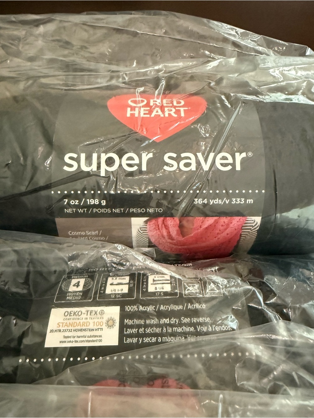 Red Heart Super Saver Black Acrylic Yarn - 4 Skeins